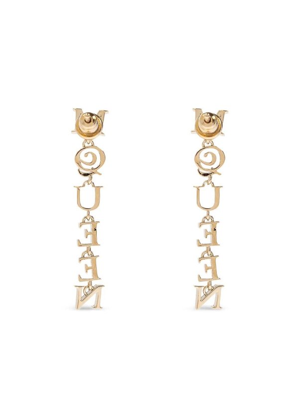 ALEXANDER MCQUEEN: Earrings online - Pale Gold-Finished Logo Pendant Earrings