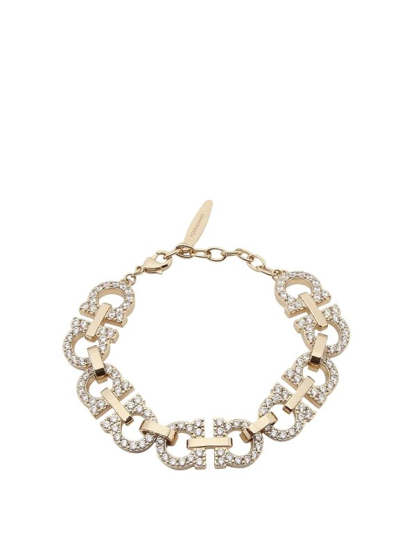 FERRAGAMO: Bracelets & Bangles - Crystal Embellished Gancini Bracelet
