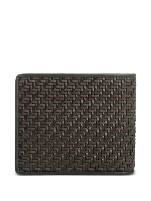 The Best Shops FERRAGAMO: wallets & purses - Two-Tone Woven Leather Bi-Fold Wallet