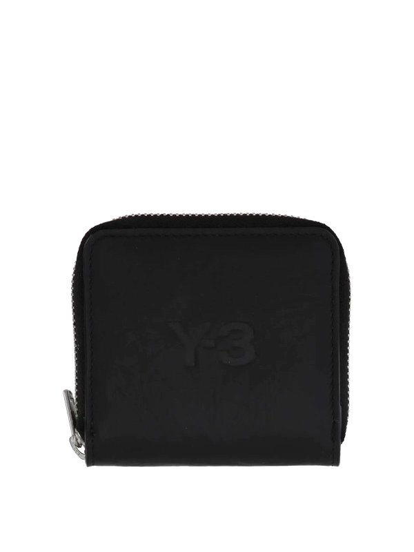 Y-3: wallets & purses - Zip-Around Leather Wallet