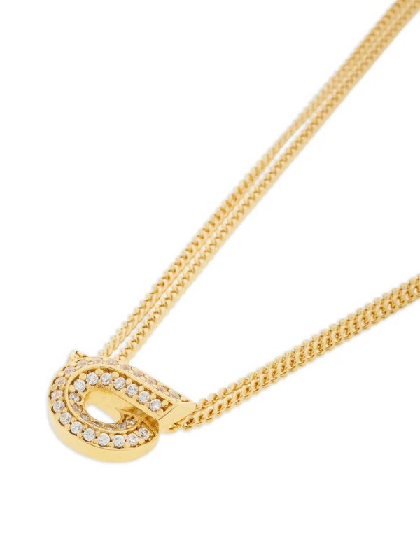 FERRAGAMO: Necklaces & Chokers online - Double Chain Gancini Necklace With Crystals