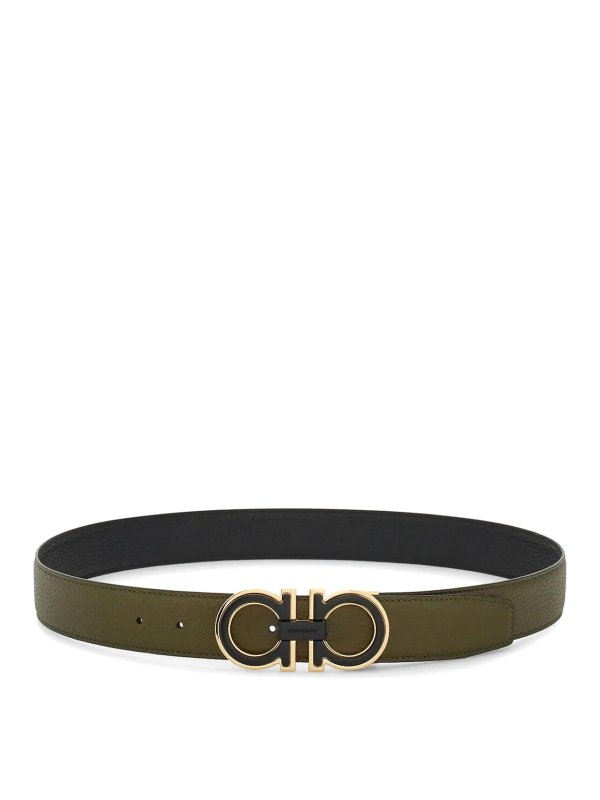 FERRAGAMO: belts - Double Finish Buckle Reversible Gancini Belt