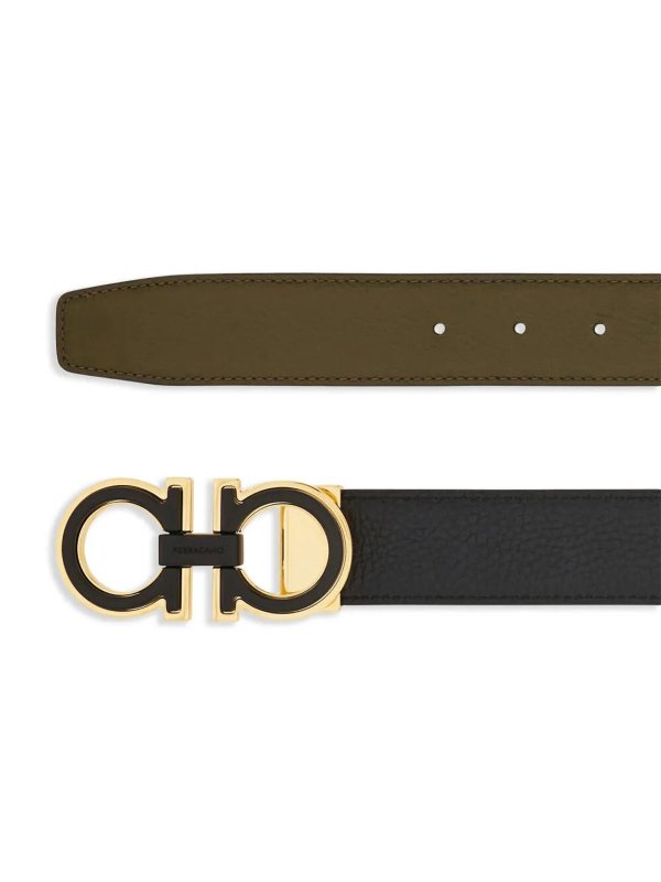FERRAGAMO: belts online - Double Finish Buckle Reversible Gancini Belt