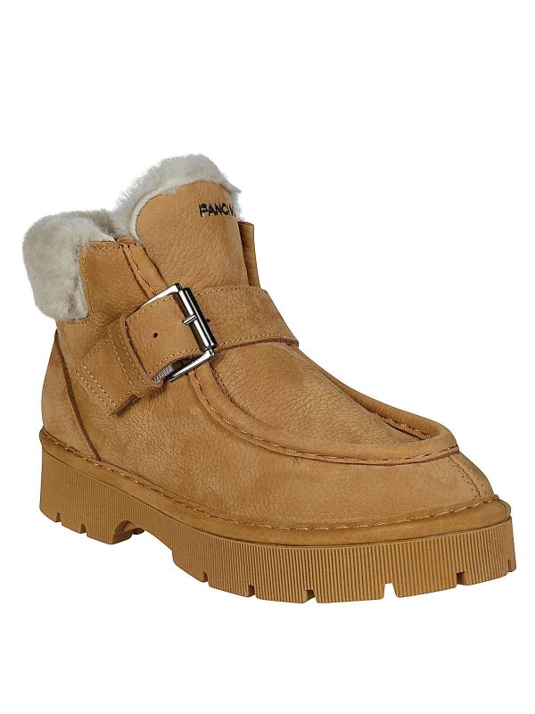 PANCHIC: boots online - P99 Ankle Strap Boot Shearling