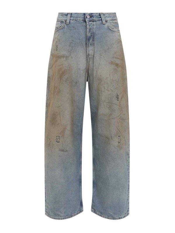 Acne Studios: Jeans évasés - Jean Bootcut - Foncé Délavé