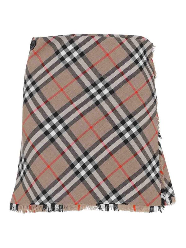 BURBERRY: Knee length skirts & Midi - Check Midi Skirt