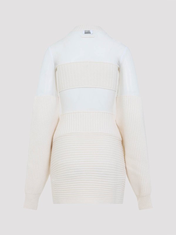 JEAN PAUL GAULTIER: short dresses online - Wool Short Dress With Mesh Details