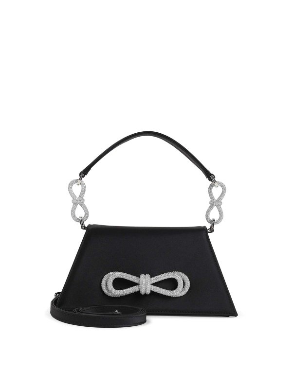 MACH & MACH: cross body bags - Samatha Double Bow Satin Shoulder Bag