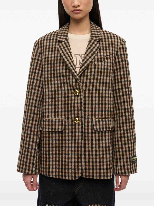 The Best Shops GANNI: blazers - Check Wool Mix Oversized Blazer