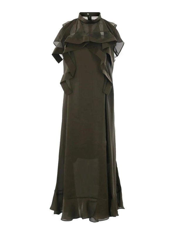 Sacai: abiti da sera - Abito in chiffon raso x