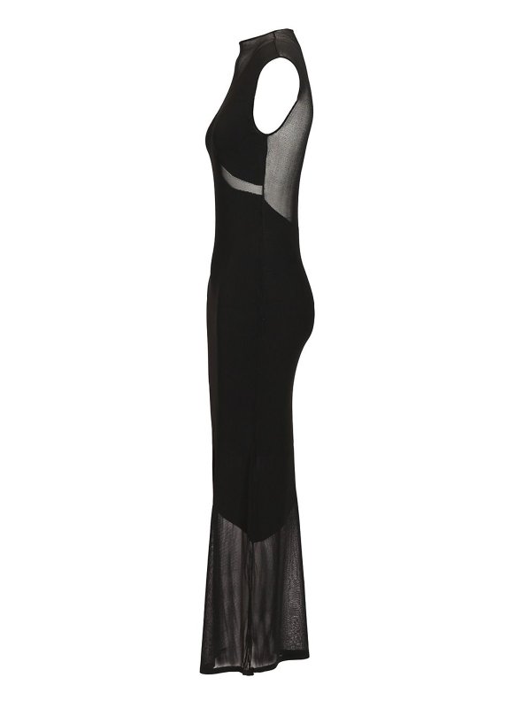 Rotate Birger Christensen Long Dress In Transparent Mesh|113706100100
