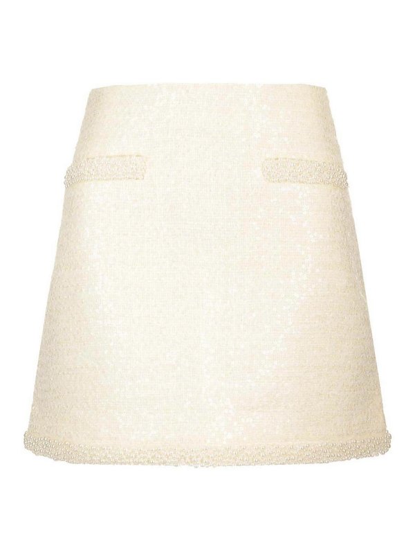 Self Portrait: Knielange und Midi Röcke - Midirock - Weiß