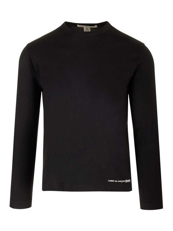 COMME DES GARCONS: Strickpullover mit Rundhalsausschnitt - Rundhalspullover - Schwarz