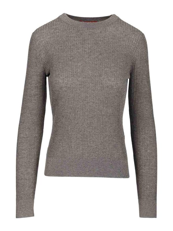 MAX MARA STUDIO: crew necks - Wool And Silk Sequin Sweater