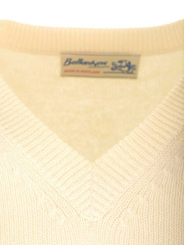 Double Yarn Cashmere Diamond Sweater shop online: BALLANTYNE