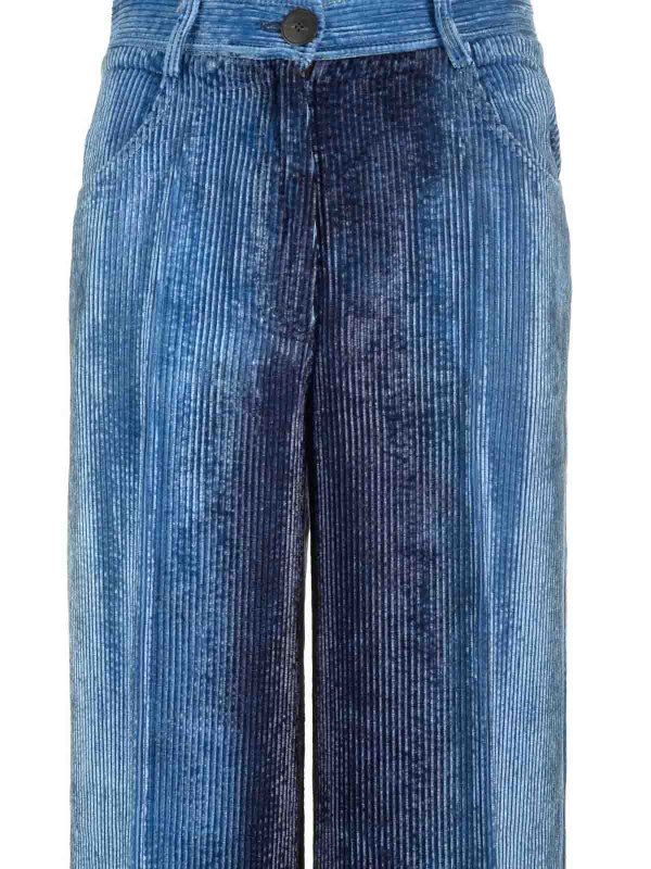 Degrad Denim Velvet Wide Leg Pants Delav shop online: FORTE FORTE