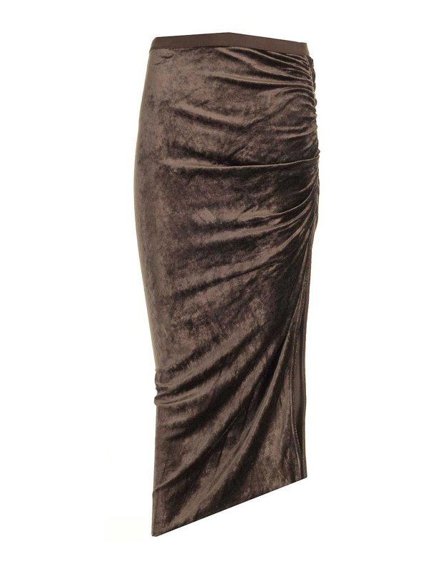 RICK OWENS: ニーレングススカート＆ミディ丈 - 膝丈/ミディスカート - ブラウン