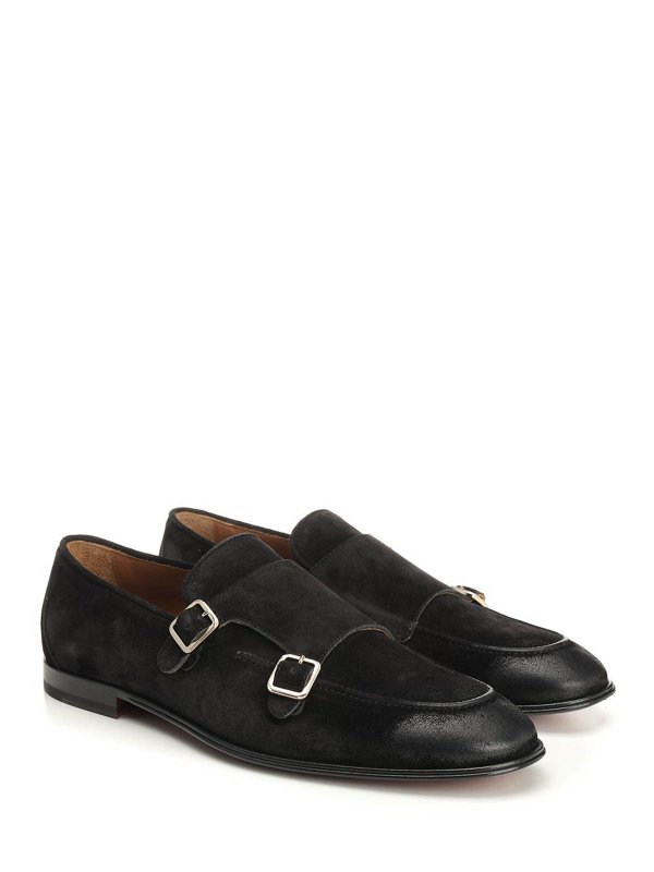CORVARI: Loafers & Slippers online - Black Suede Double Buckle Moccasin