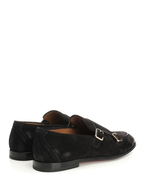 The Best Shops CORVARI: Loafers & Slippers - Black Suede Double Buckle Moccasin