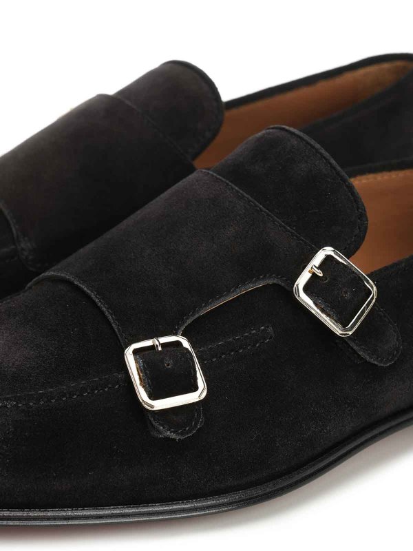 The Best Shops CORVARI: Black Suede Double Buckle Moccasin