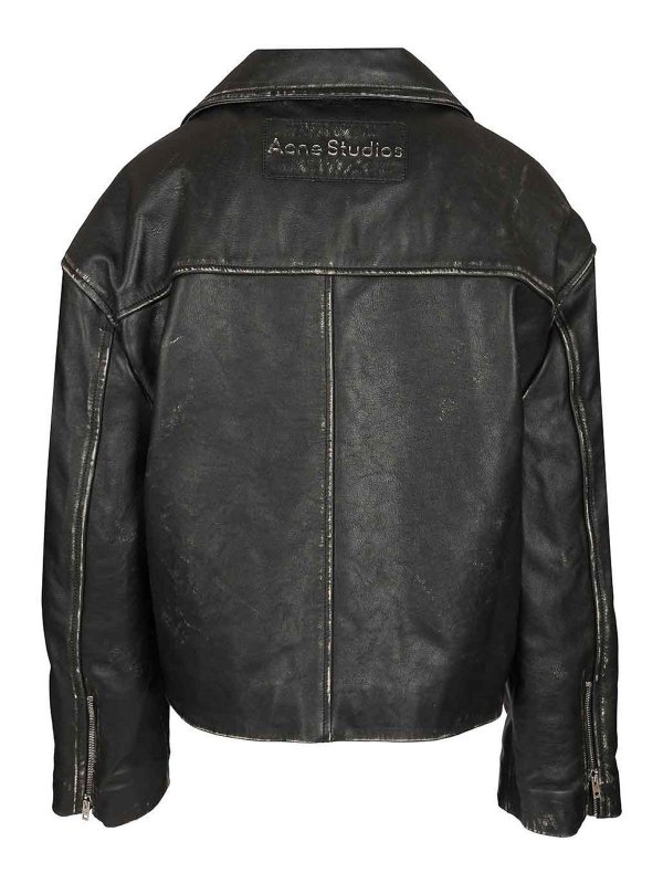Acne Studios: casual jackets online - Double Breasted Leather Jacket