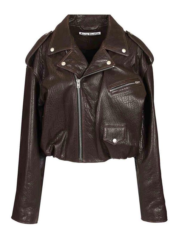 ジャケット ACNE STUDIOS Women Jackets A70192LE ADM BROWN Acne Studios Leather Jacket - Brown - Women | A70192ADM