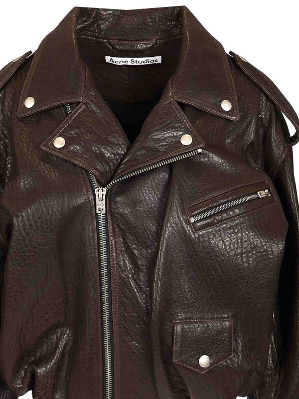 Acne Studios Leather Jacket - Brown - Women | A70192ADM Acne Studios Leather Jacket - Brown - Women | A70192ADM