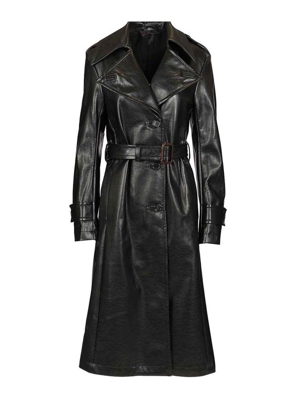 Acne Studios: cappotti corti - Trench di cuoio lungo