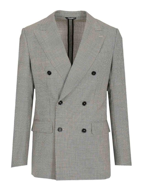 DOLCE & GABBANA LINEN DOUBLE-BREASTED JACKET WITH PATCH
