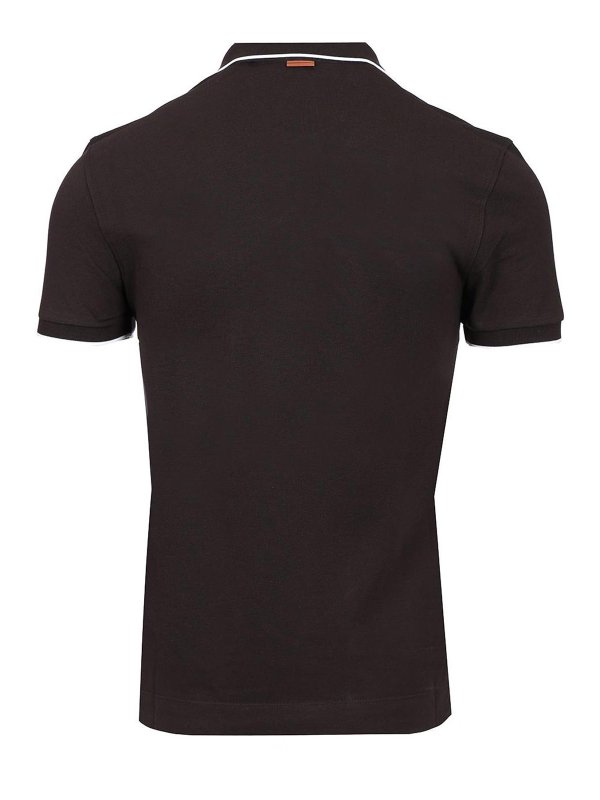 ZEGNA: t-shirts online - Black Stretch Cotton Polo