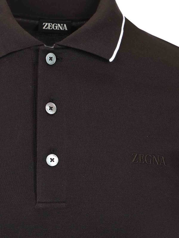 The Best Shops ZEGNA: t-shirts - Black Stretch Cotton Polo