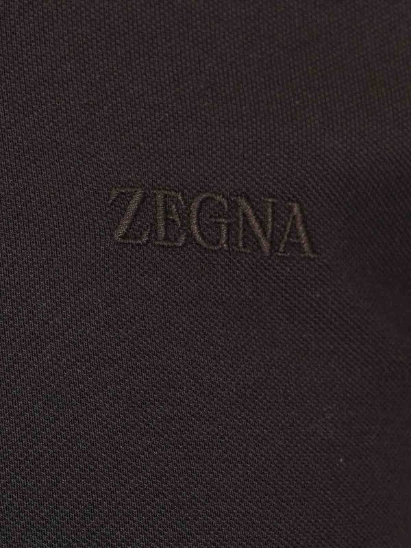 Black Stretch Cotton Polo shop online: ZEGNA