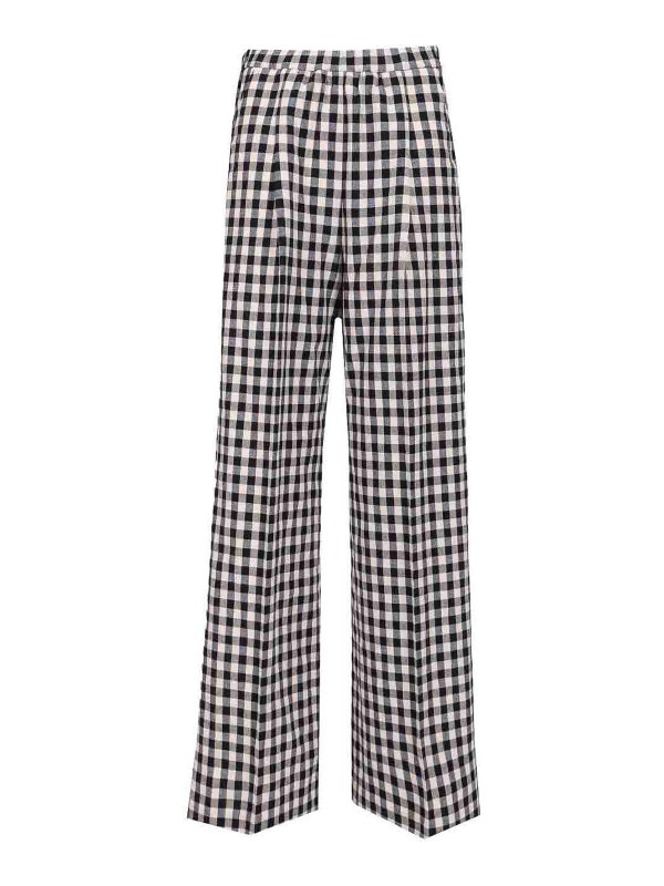 FORTE FORTE: casual trousers - Gingham Wide Leg Pants