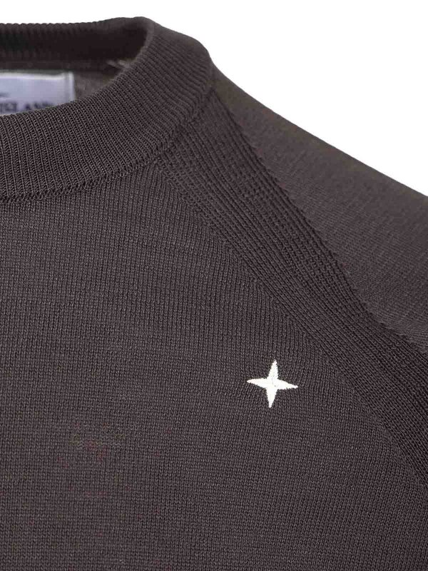 The Best Shops STONE ISLAND: Strickpullover mit Rundhalsausschnitt - Rundhalspullover - Grau