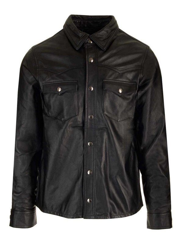 GIORGIO BRATO: shirts - Black Leather  Shirt