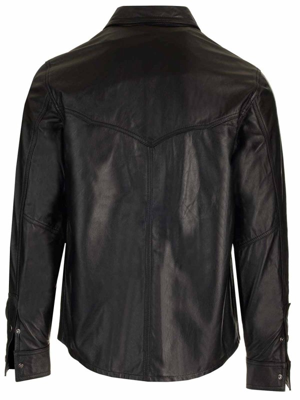 GIORGIO BRATO: shirts online - Black Leather  Shirt