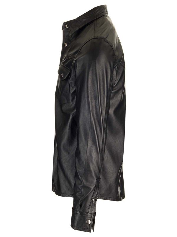 The Best Shops GIORGIO BRATO: shirts - Black Leather  Shirt