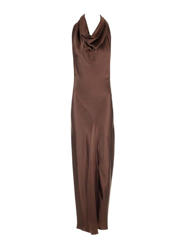 LOEWE: maxi dresses - Long Scarf Dress In Silk Satin