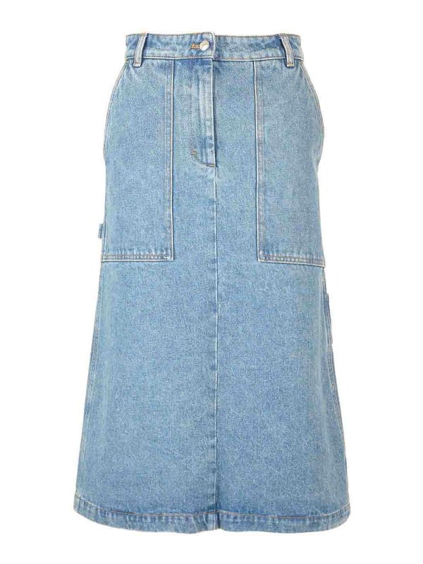 MAISON KITSUNÉ: Knee length skirts & Midi - Denim Midi Skirt