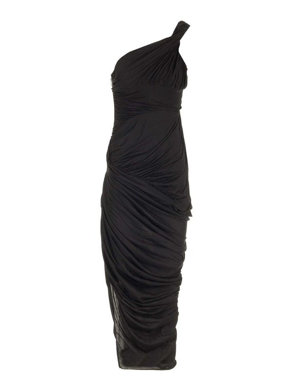 RICK OWENS: maxi dresses - Draped Jersey Midi Dress