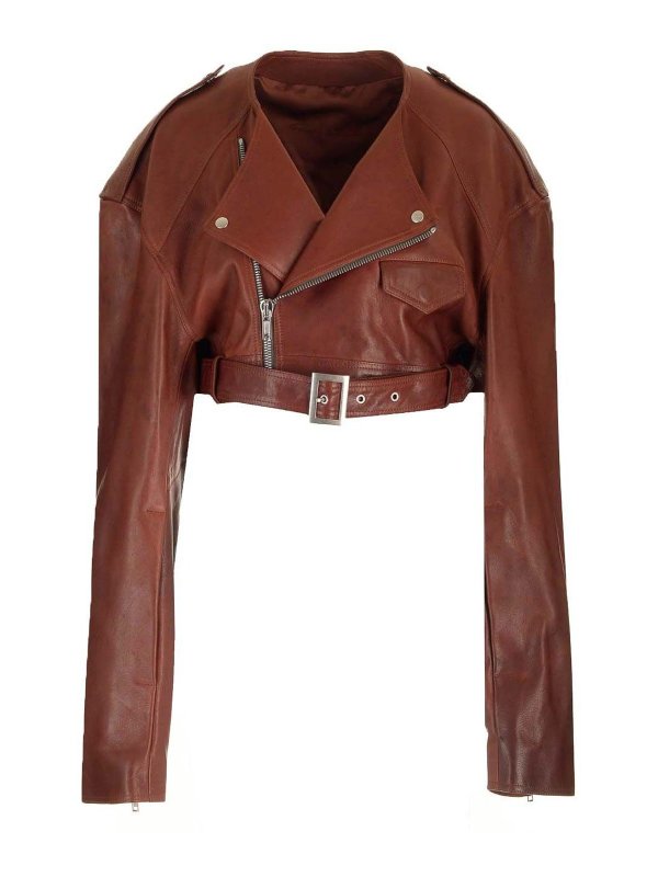 RICK OWENS: casual jackets - Cropped Biker Jacket