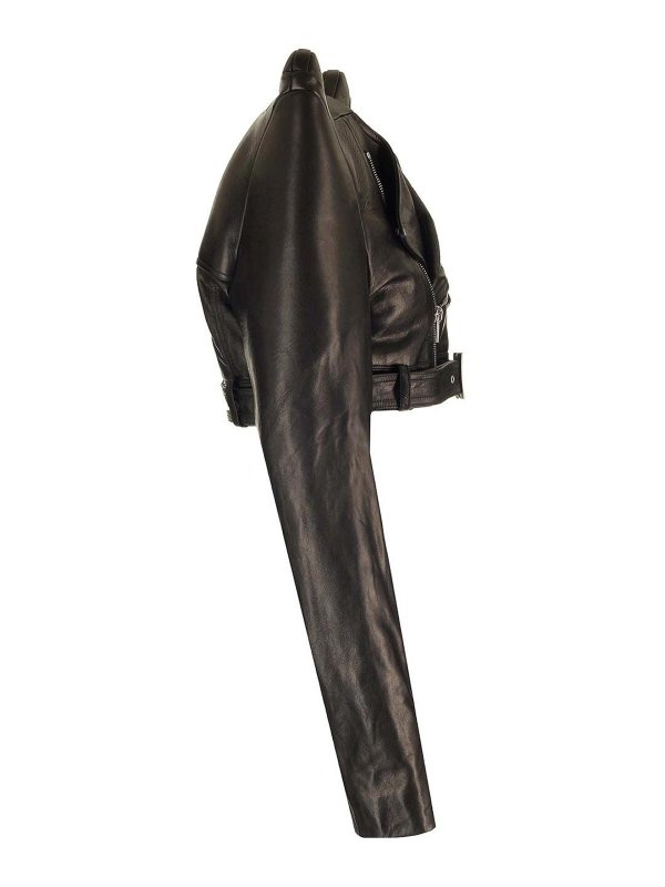 The Best Shops RICK OWENS: casual jackets - Micro Biker In Black Leather