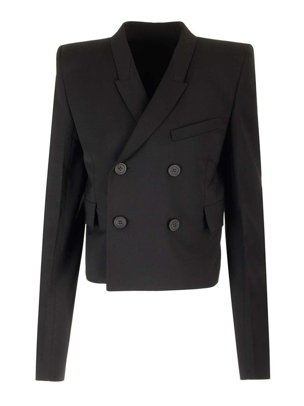 RICK OWENS: blazers - Cropped Wool Blazer