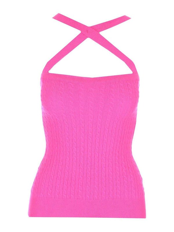 PATOU: Top e canotte - Top fucsia con croce