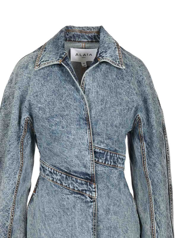 Alaïa Denim Trench Coat - Blue - Women | AA9M1067T535A524
