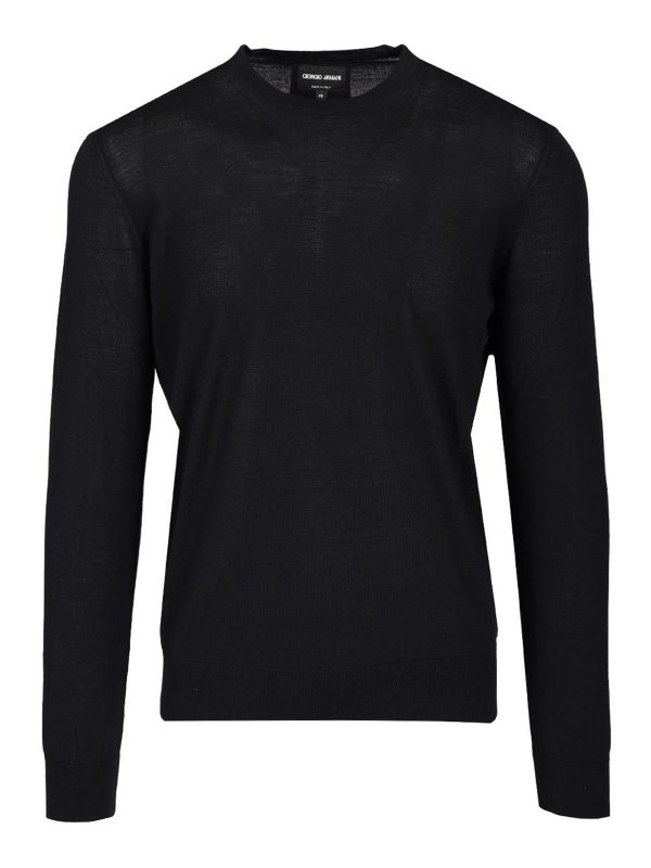 GIORGIO ARMANI: Strickpullover mit Rundhalsausschnitt - Rundhalspullover - Blau