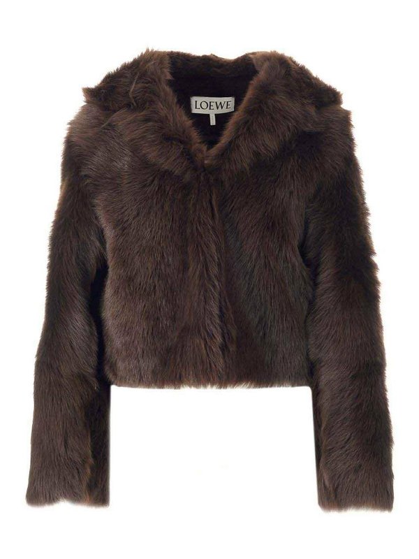 LOEWE: giacche casual - Giacca con cappuccio di shearling