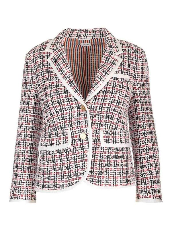 THOM BROWNE: giacche blazer - Blazer di tweed di cotone