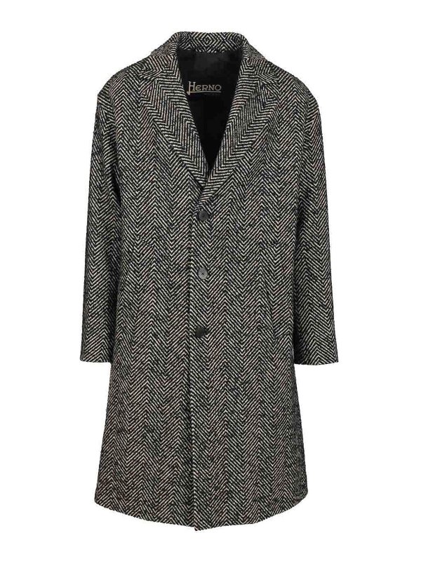 HERNO: short coats - Wool Chevron Coat