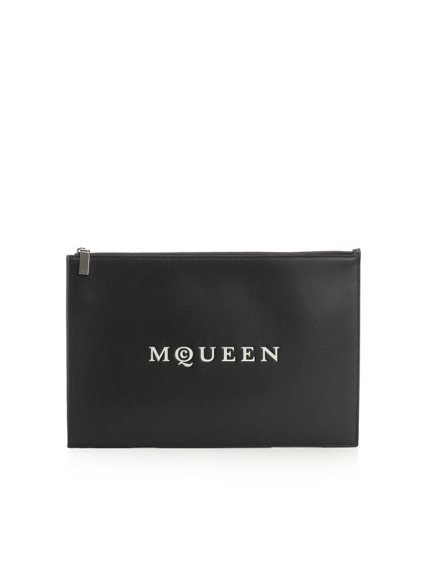 ALEXANDER MCQUEEN: Clutches - Ledermantel - Schwarz